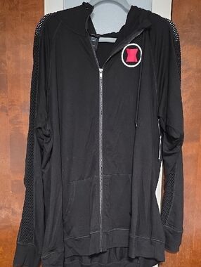 NWT SIZE 4 Torrid Black Widow Mesh Zip Hoodie - Black